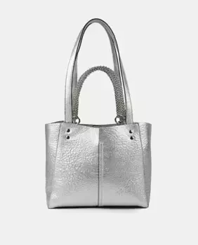 Сумка из кожи с металлическим эффектом среднего размера Lola Casademunt, серебряный