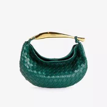Сумка из кожи с плетением «интреччиато» с верхней ручкой Bottega Veneta, зеленый