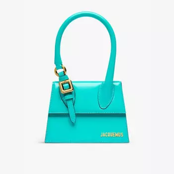 Сумка из кожи с верхней ручкой Le chiquito moyn Jacquemus, бирюзовый