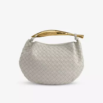 Сумка из кожи сардинового переплетения с верхней ручкой Bottega Veneta, желтый