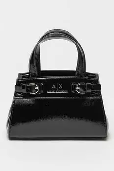 Сумка из лакированной экокожи Armani Exchange, черный