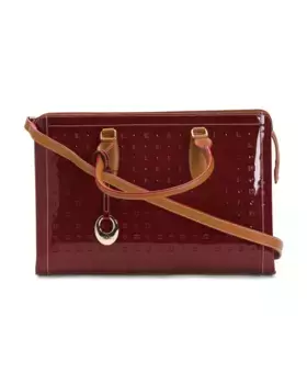 Сумка из лакированной кожи производства Италии с двойными ручками для переноски Arcadia, цвет Marsala