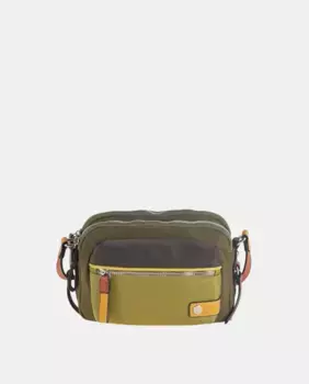 Сумка из нейлона размером с Peaueo в сочетании с кожей, с ручкой и логотипом Очень практичная модель благодаря своим отделениям Volum, хаки