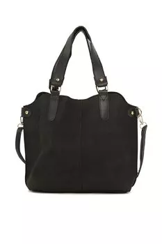 Сумка из нубука с тремя отделениями и кнопками Bagmori, черный