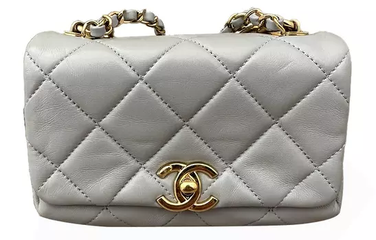 Сумка из овчины, сумка через плечо, мини-сумка для женщин, серая CHANEL