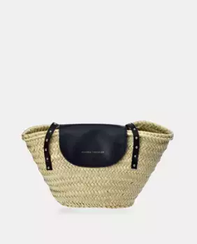 Сумка из пальмы и кожи с заклепками Sandra Freckled, черный