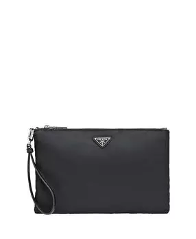 Сумка из переработанного нейлона и кожи Saffiano Prada, черный