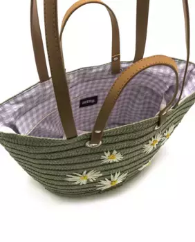 Сумка из рафии с цветочным орнаментом Mustang, зеленый