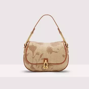 Сумка из рафии с теневым принтом Coccinelle MAGIE STRAW SHADOW PRINT MINI, натуральный