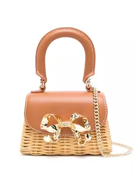 Сумка из ротанга Mini Bow Self-Portrait Kids, нейтральный