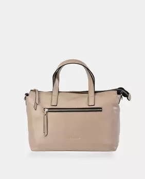 Сумка из серо-коричневой кожи с застежкой-молнией и съемным ремнем через плечо Guy Laroche