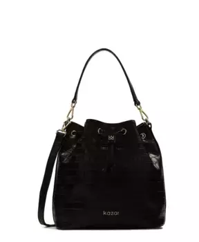 Сумка из тисненой кожи крокодила Kazar, черный