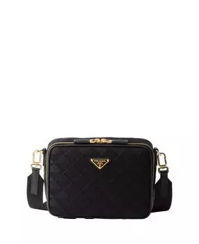 Сумка из ткани с вышивкой Brique Prada, черный