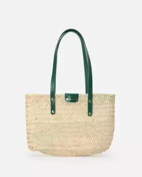 Сумка из веток, корзина из пальмовых листьев с кожаными ремнями Mercules, зеленый