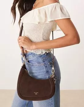 Сумка из замши Dune London Direction темно-коричневого цвета