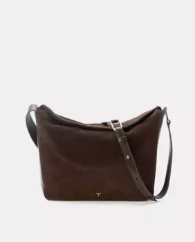 Сумка из замши с магнитной застежкой и регулируемым ремнем Latouche, шоколадный