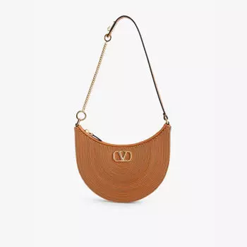 Сумка из золотистой кожи с фирменной табличкой Valentino Garavani, коричневый