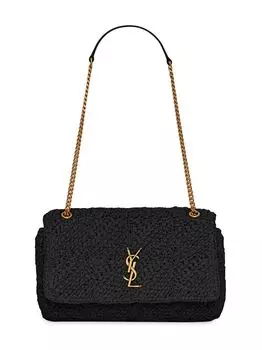 Сумка Jamie Medium Chain Bag ''Carr Rive Gauche'' из рафии Saint Laurent, черный