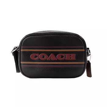Сумка Jamie Mini из черной кожи с логотипом и полосками для камеры через плечо Coach