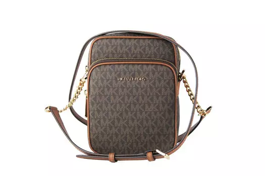 Сумка Jet Set Travel Medium Signature North South Chain Crossbody коричневого цвета Michael Kors