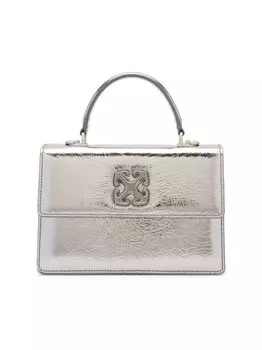 Сумка Jitney из металлизированной кожи с верхней ручкой Off-White, серебряный