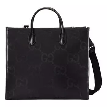 Сумка jumbo gg canvas tote bag 'black' Gucci, черный