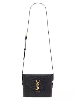 Сумка June Box Bag из кожи с тиснением под крокодила Saint Laurent