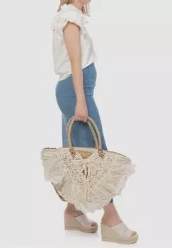 Сумка Kamome со стразами, бежевый