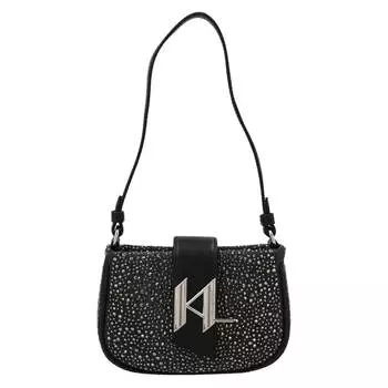Сумка Karl Lagerfeld K/Evening Rhinestone-Embellished Denim Shoulder, темно-серый/черный