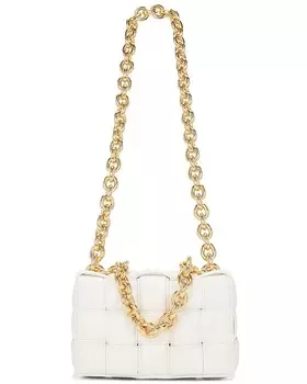 Сумка-кассета с цепочкой Bottega Veneta, цвет White & Gold