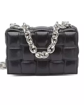 Сумка-кассета с цепочкой Bottega Veneta, цвет Black & Silver