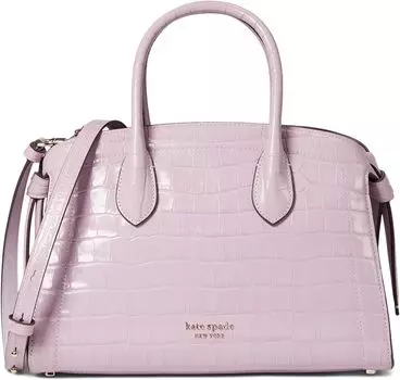 Сумка Kate Spade New York Knott Croc Embossed Leather Medium Zip Top Satchel, цвет Violet Mist