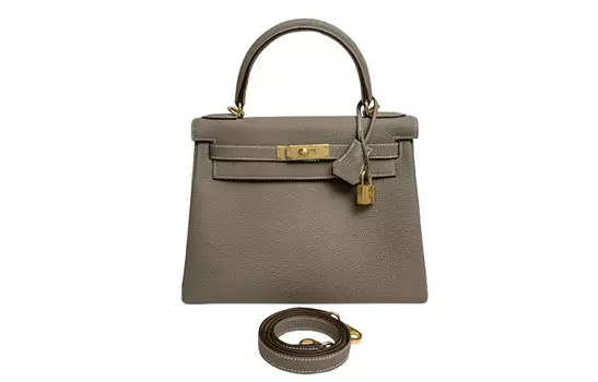 Сумка Kelly Togo из телячьей и коровьей кожи, женская, размер 18, цвет Etoupe Elephant Gray HERMES