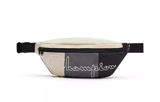 Сумка-кенгуру из ткани Campus, поясная сумка, обычная, унисекс Champion, Milk White/Black/Arctic Blue
