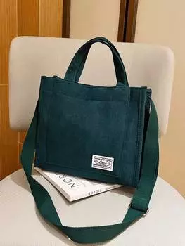 Сумка классическая вельветовая, зеленый