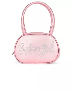 Сумка-клатч Amina Muaddi Super Amini Metallic Babygirl, цвет Light Baby Pink