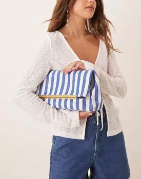 Сумка-клатч ASOS DESIGN с откидным клапаном и полоской в синюю полоску