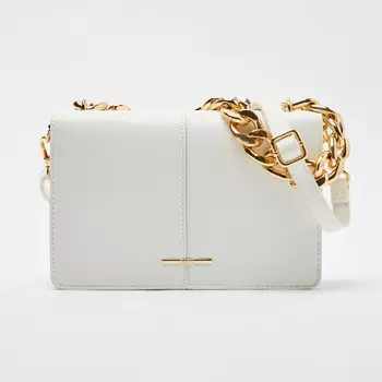 Сумка-клатч Bershka Accordion With Chain, белый