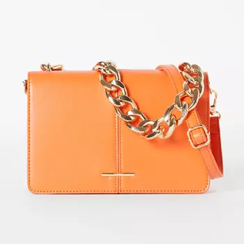 Сумка-клатч Bershka Accordion With Chain, оранжевый