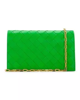 Сумка-клатч Bottega Veneta Mini On Chain, цвет Parakeet & Gold