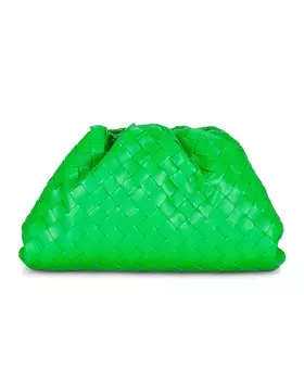 Сумка-клатч Bottega Veneta Teen Woven Pouch, цвет Parakeet & Gold