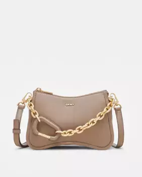 Сумка-клатч DKNY ADRIA с двойной ручкой и однотонным принтом, цвет Crudo