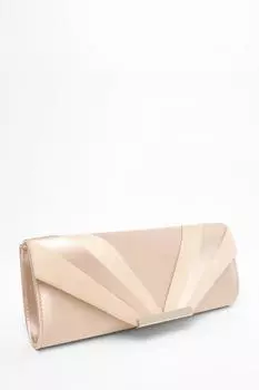 Сумка-клатч из атласа цвета шампанского QUIZ Clothing