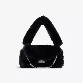 Сумка-Клатч из искусственного меха с логотипом-застежкой The Kooples, черный