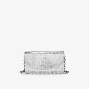 Сумка-Клатч из кожи с фирменной табличкой Loubi54 Christian Louboutin, серебряный