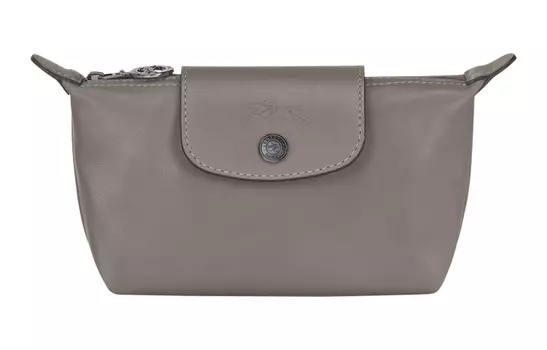 Сумка-клатч из овчины Le Pliage Cuir Dumpling Bag Clutches Women's Streptopelia Gray LONGCHAMP