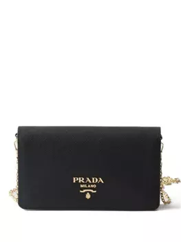 Сумка-клатч из сафьяна Prada, черный