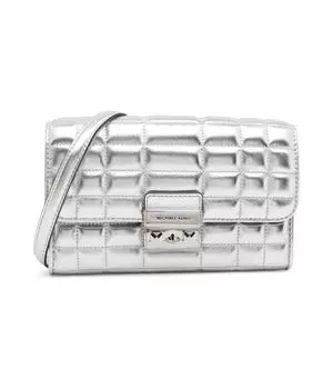 Сумка-клатч Michael Kors кожаная на цепочке, серебряный