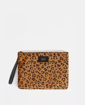 Сумка-клатч размера XL с большой ручкой с животным принтом Wouf, коричневый