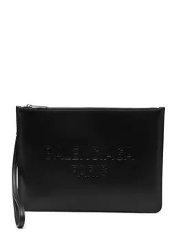 Сумка-клатч с тисненым логотипом Balenciaga, черный